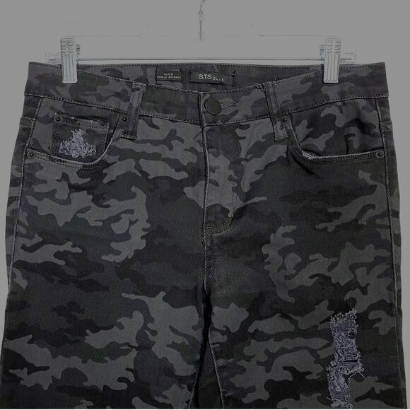 STS Blue Women’s Alice Ankle Skinny Jeans Gray Destructed Camouflage Size 28 - Picture 3 of 9